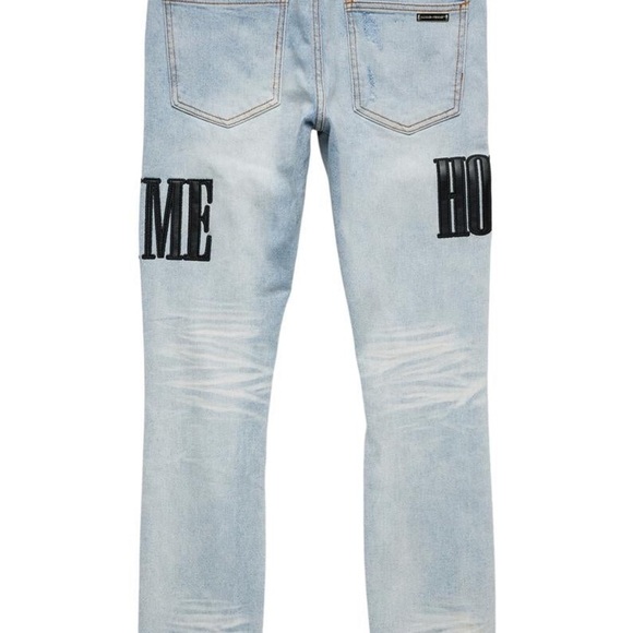 Homme Femme LETTERMAN DENIM BLUE WITH BLACK LETTERS - Picture 2 of 16